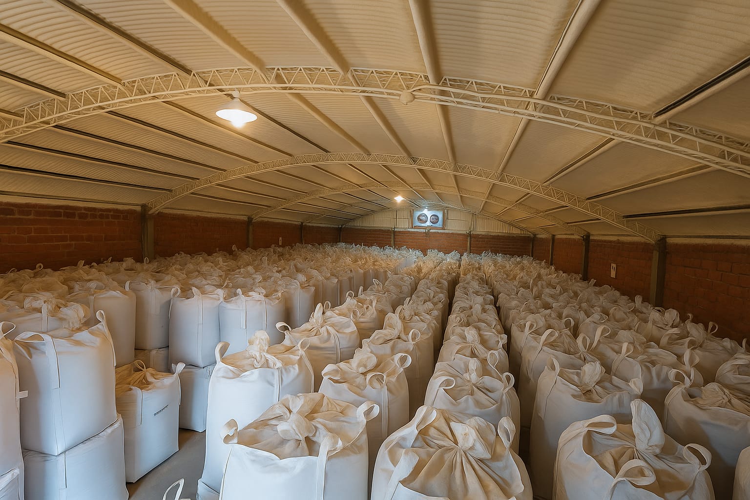 Depósito refrigerado con big bags de semilla